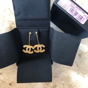 Chanel XL Gold CC Chain Dangle Earrings